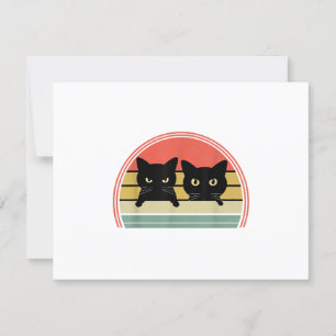 Cartão RSVP 2 Gatos Pretos Purgando Vintage Retro Cat Animal L