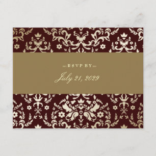 Cartão RSVP 311 Damasco Dourado Chocolate de Marfim