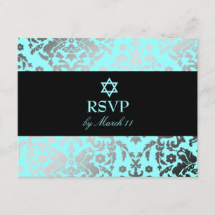 Cartão RSVP 311 Damasco Turquoise Blue Star de David