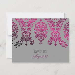 Cartão RSVP 311-Dashing Damask Night Magenta Cinza Claro