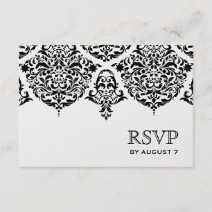 Cartão RSVP 311 Mon Cherie Damask Black Ice Paper