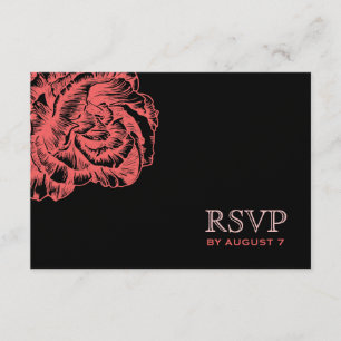 Cartão RSVP 311 Peony Coral Melon e Preto Enrugados