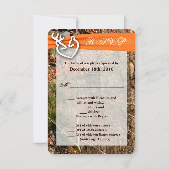 Cartão RSVP 3,5x5 R.S.V.P. Card Deer Camo Doe Casal Buck (Frente)