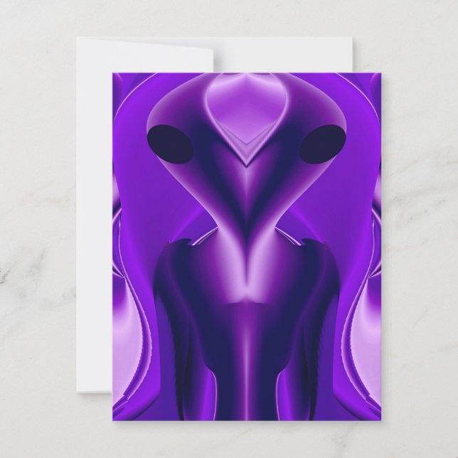Cartão RSVP 3D Sonhos Roxos Arco-Íris, Alienígena (Frente)