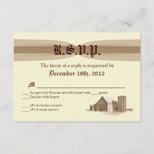 Cartão RSVP 3x5 R.S.V.P. Fazenda de Chão de Vintage do País