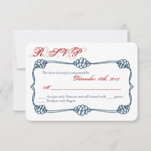Cartão RSVP 3x5 R.S.V.P. Marinho do nó náutico do placa de res