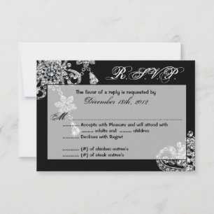 Cartão RSVP 3x5 R.S.V.P. Reply Card Diamond Jewelry Necklace