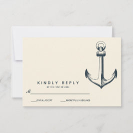 Cartão RSVP A âncora azul | VP de Casamento