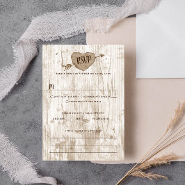 Cartão RSVP A Coleção de Casamento da Árvore com Coração Talha