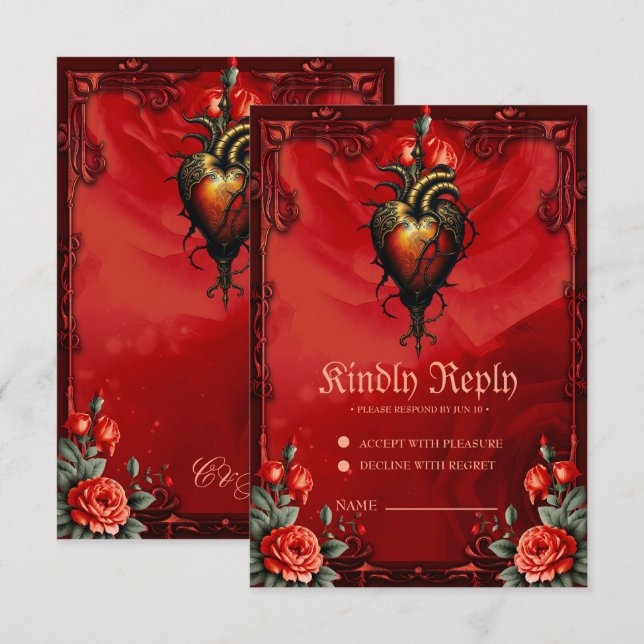 Cartão RSVP A elegância gótica do coração (Frente/Verso)