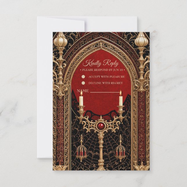 Cartão RSVP A escura elegância do estilo gótico. (Frente)