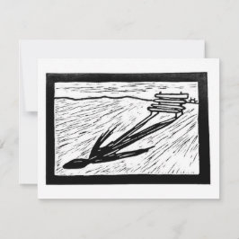 Cartão RSVP A Forma da Espera Linocut