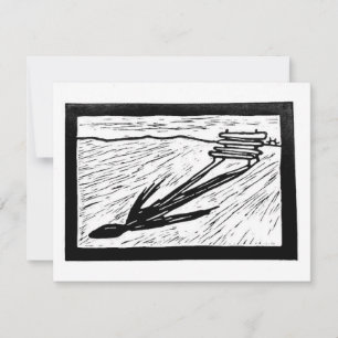 Cartão RSVP A Forma da Espera Linocut