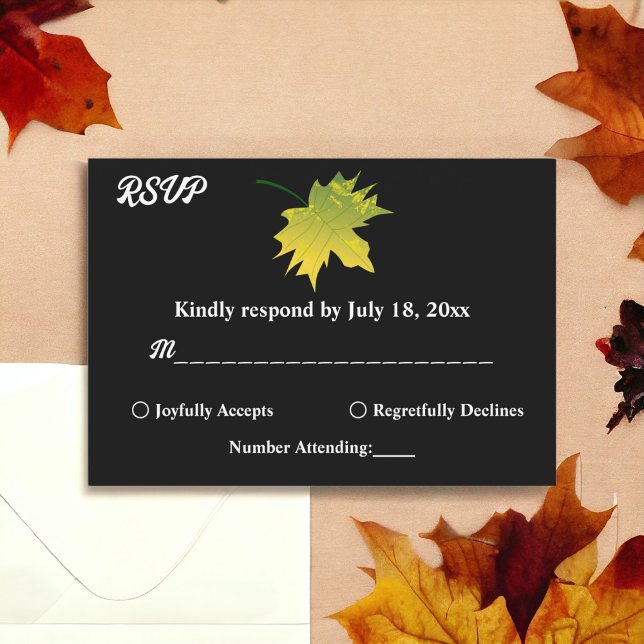 Cartão RSVP A Queda Da Rússia Elegante Deixa Casamento Negro E (Criador carregado)