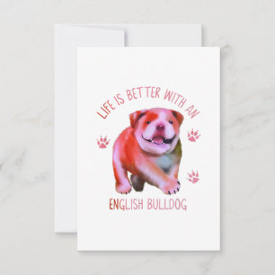 Cartão RSVP A Vida É Melhor Com Um Cachorro Inglês Engraçado