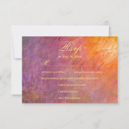 Cartão RSVP Abstract Sunset Sky Orange Purple Art Wedding Meal
