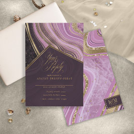 Cartão RSVP Abstrato Agate Wedding Mauve ID827