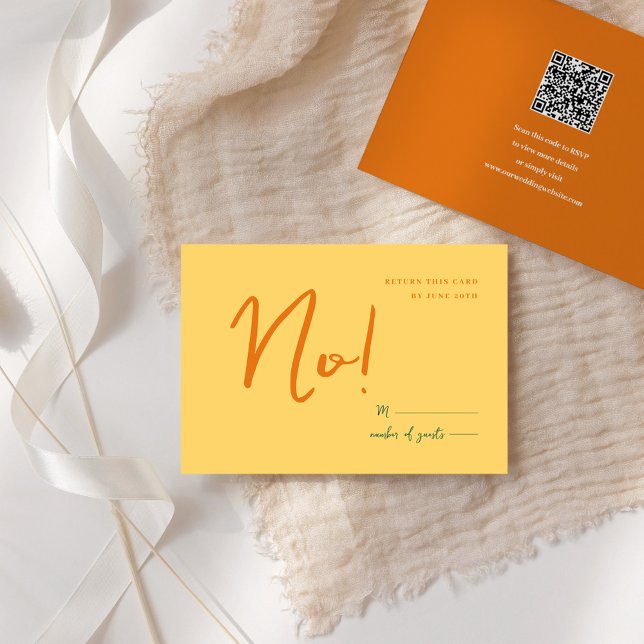 Cartão RSVP Abstrato amarelo alaranjado cores casamento (Abstract yellow orange fun colors wedding RSVP card)