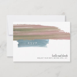 Cartão RSVP Abstrato Brushstrokes Wedding