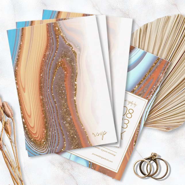 Cartão RSVP Abstrato Glitter Strata Wedding SW ID903 (Criador carregado)