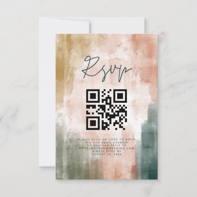 Cartão RSVP Abstrato Modern Fall Boho Wedding (Frente)