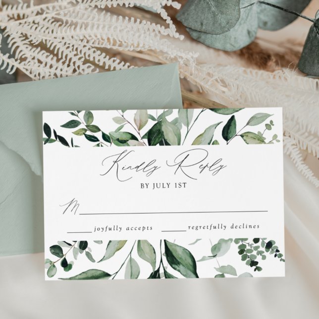 Cartão RSVP Abundant Greenery Wedding (Criador carregado)