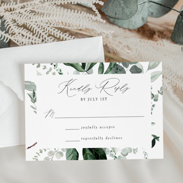 Cartão RSVP Abundant Greenery Wedding (Criador carregado)