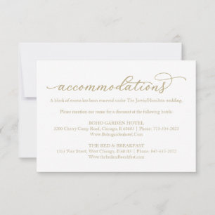 Cartão RSVP Acomodações de Hotel de Casamento com Caligrafia D