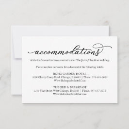 Cartão RSVP Acomodações de Hotel de Casamento com Caligrafia E