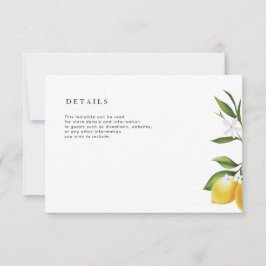 Cartão RSVP adorável carta de detalhes do casamento de limão c