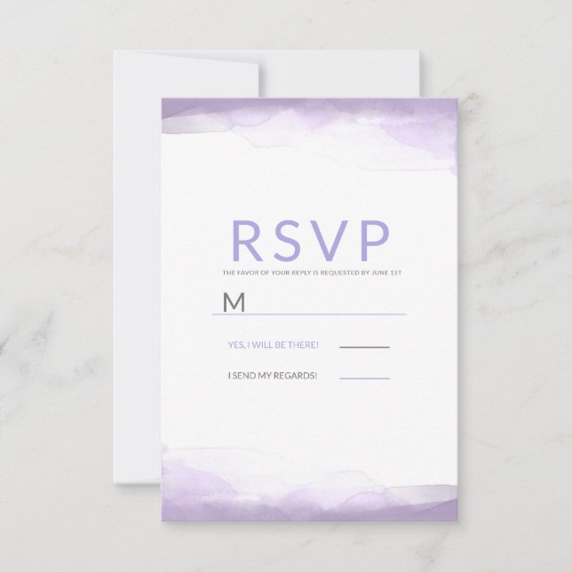 Cartão RSVP Água-forte de Lavanda Roxa para Casamento Moderno  (Frente)
