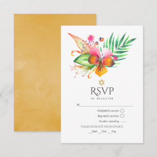 Cartão RSVP Água-forte Floral Tropical Verão Bat Mitzvah