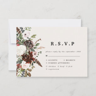 Cartão RSVP Aguarela rústica R.S.V.P wedding floral