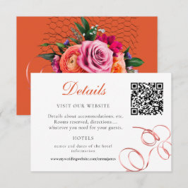 Cartão RSVP Alojamento Detalhado de Rosa Laranja e Rosa Rosa