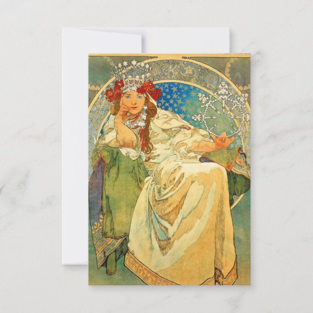Cartão RSVP Alphonse Mucha Art Nouveau Princess Hyacinth (Frente)