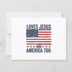 Cartão RSVP Ama Jesus e América a Deus, cristão 4º de J