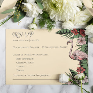 Cartão RSVP Amarelo de Casamento Tropical