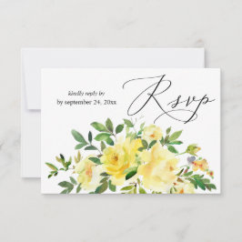 Cartão RSVP Amarelo Floral com Refeição
