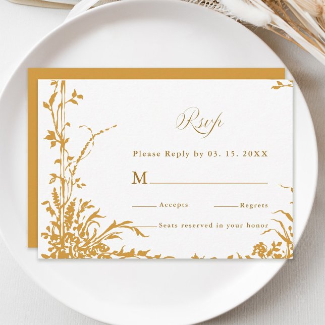Cartão RSVP Amber Romantic Botanical Garden Wedding (Criador carregado)