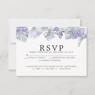Cartão RSVP Ametyst Plum Watercolor Folaves Tropicais