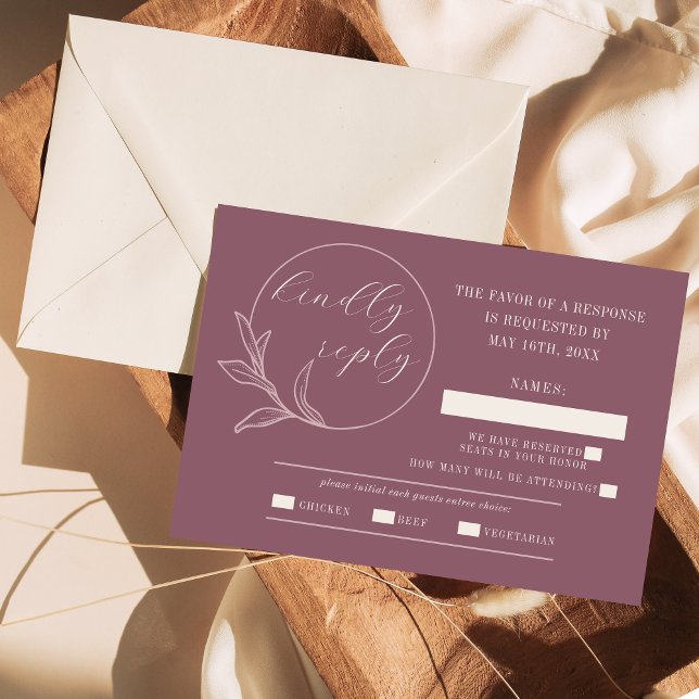 Cartão RSVP Amor eterno | Deep Mauve | (Criador carregado)