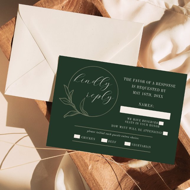 Cartão RSVP Amor eterno | Verde Profundo | (Criador carregado)