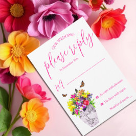 Cartão RSVP Amor No Bloom Floral Wedding
