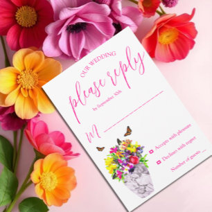 Cartão RSVP Amor No Bloom Floral Wedding