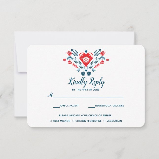 Cartão RSVP Amor Nórdico | VP de Casamento com Choise de Comid (Frente)