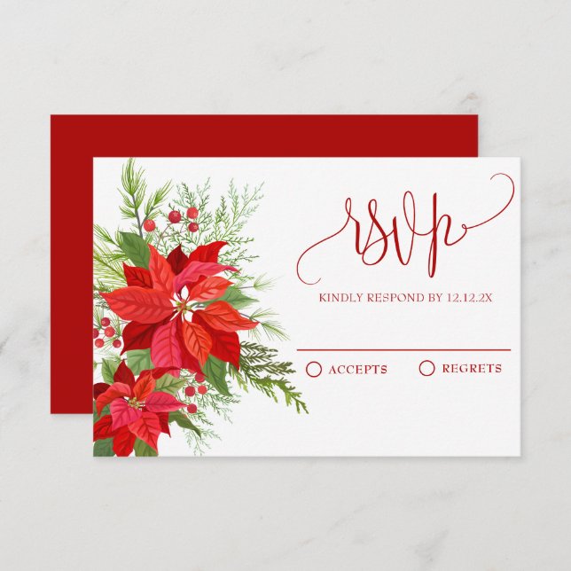 Cartão RSVP Amoreira floral vermelha (Frente/Verso)