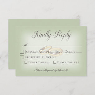 Cartão RSVP Anéis de Casamento Dourado no Casamento Sage
