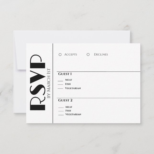 Cartão RSVP Anéis de Casamento Negros e Brancos - (Verso)