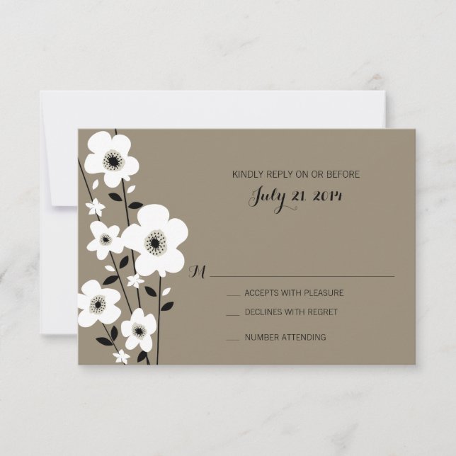 Cartão RSVP Anemone Moderno | Casamento (Frente)