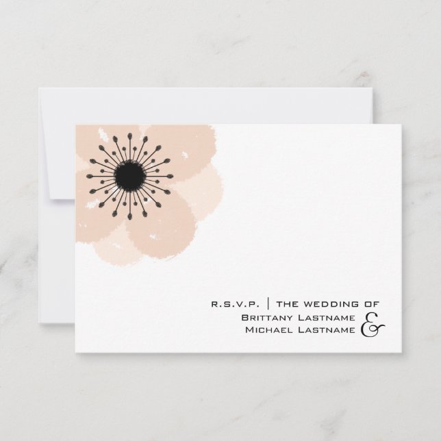 Cartão RSVP Anemone rosa Modern Wedding R.S.V.P. (Frente)